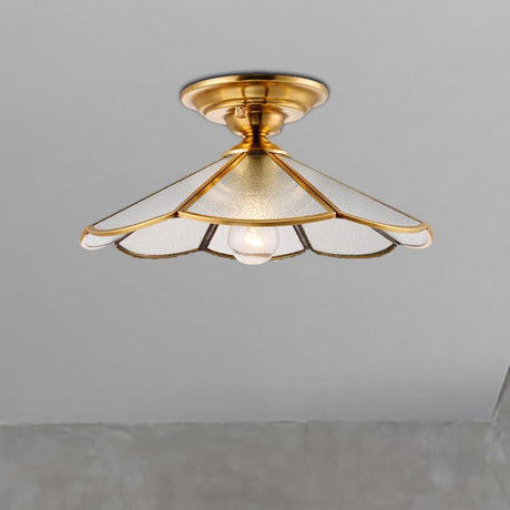 Scalloped Foyer Flush Mount Ceiling Light Fixture With Brass Finish - 12/16 Diameter / 12