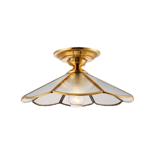 Scalloped Foyer Flush Mount Ceiling Light Fixture With Brass Finish - 12/16 Diameter