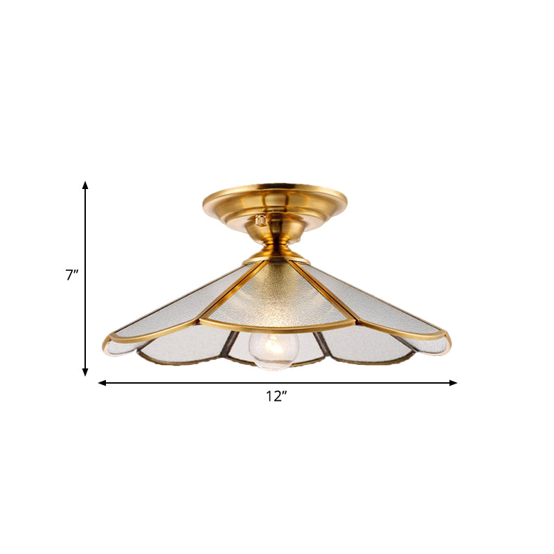 Scalloped Foyer Flush Mount Ceiling Light Fixture With Brass Finish - 12’/16’ Diameter