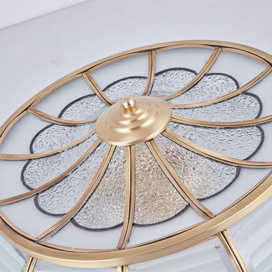 Colonial Cream Glass Drum Ceiling Lighting - 3/4 Heads Flush Mount Fixture Brass Finish 14/16.5