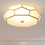Colonial Flush Mount Lamp: White Sandblasted Glass Octagon Ceiling Fixture 3/4 Heads 14’/18’ W