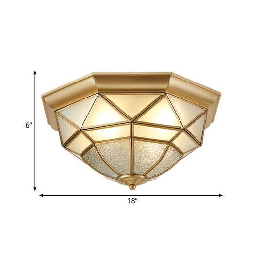 Prism Restaurant Flush Mount Light With Colonial Blown Opal Glass - 14/18 Sizes 3/4 Bulbs Brass