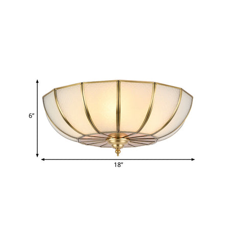 Colonial Sandblasted Glass Brass Flush Mount Lamp With Multiple Heads For Living Room Ceiling