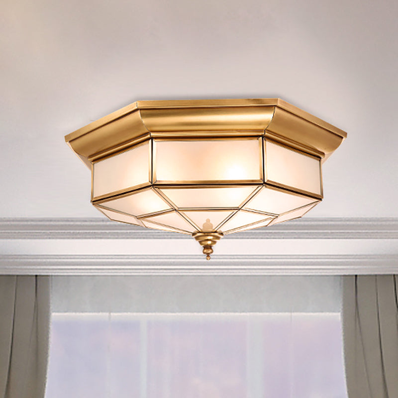 Colonial Brass Ceiling Light With Prismatic Milky Glass - 4/6 Bulbs Ideal For Living Rooms 17’ Or