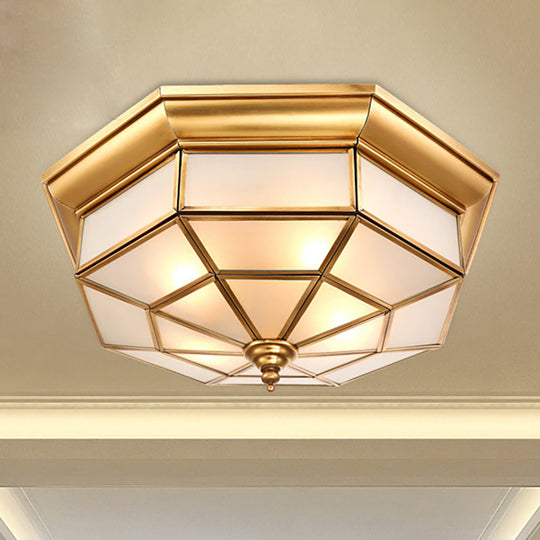 Colonial Brass Ceiling Light With Prismatic Milky Glass - 4/6 Bulbs Ideal For Living Rooms 17’ Or