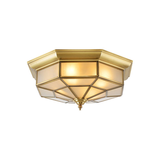 Colonial Brass Ceiling Light With Prismatic Milky Glass - 4/6 Bulbs Ideal For Living Rooms 17 Or