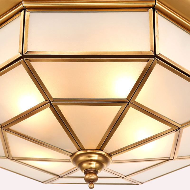 Colonial Brass Ceiling Light With Prismatic Milky Glass - 4/6 Bulbs Ideal For Living Rooms 17’ Or
