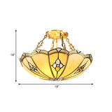 Semi-Flush Mount Colonial Bedroom Light Fixture - 4 Bulbs Frosted Glass Brass Finish Close To