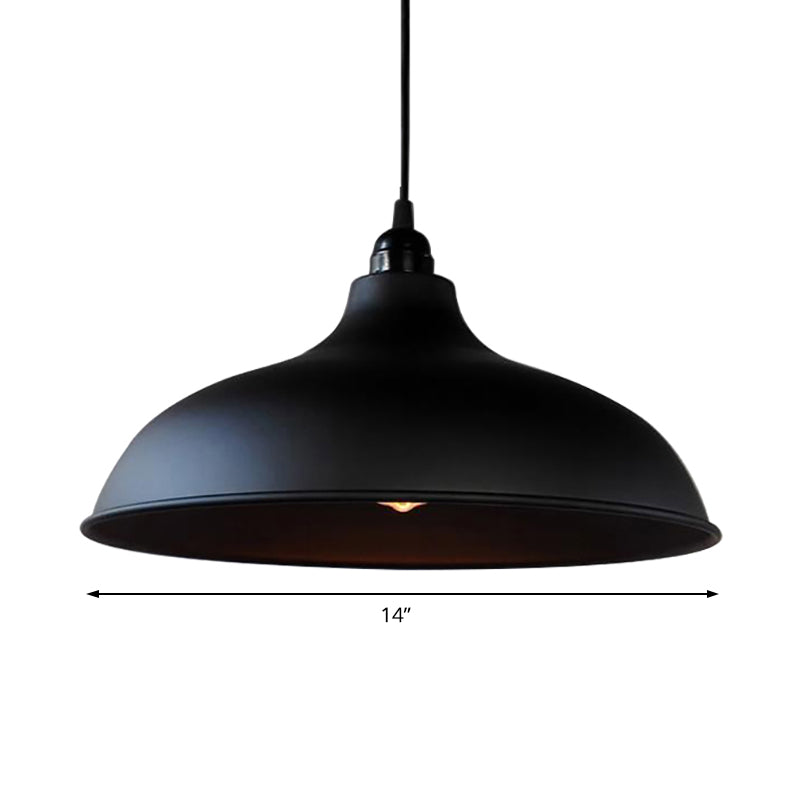 Industrial Style Metal Ceiling Pendant - Matte Black/Black Bowl Design For Living Room