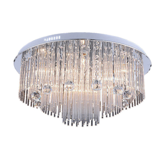 Modern Crystal Flush Mount Ceiling Light Fixture With Tiered Design And Multiple Head Options
