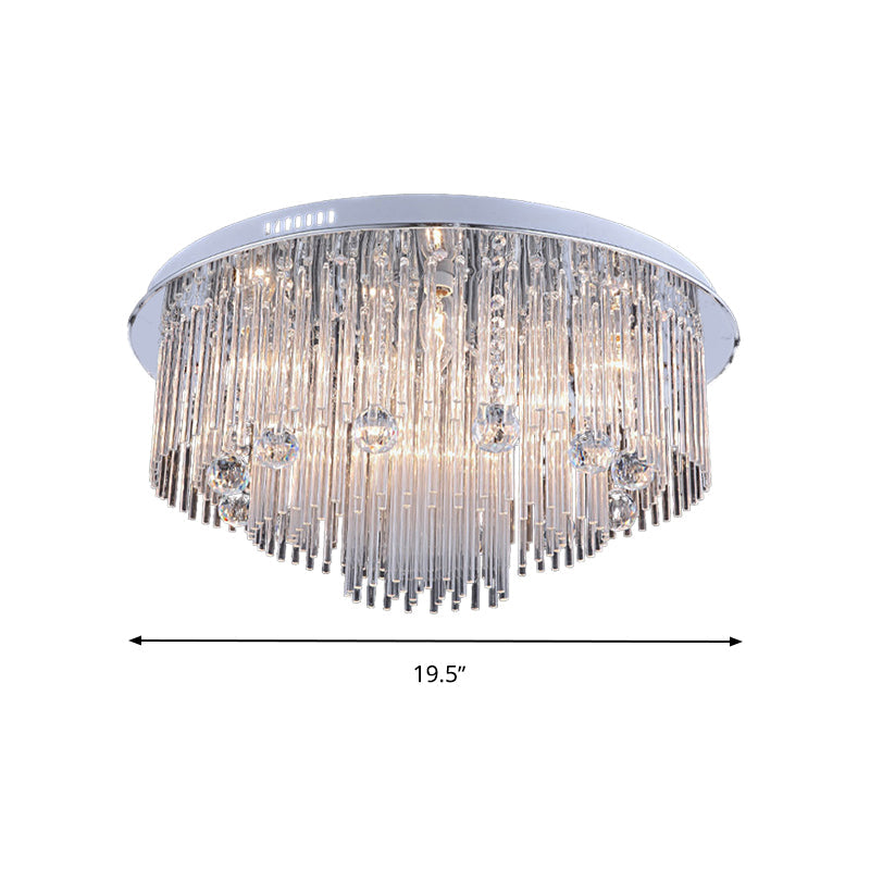 Modern Crystal Flush Mount Ceiling Light Fixture With Tiered Design And Multiple Head Options
