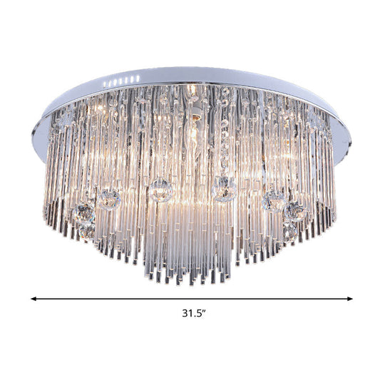 Modern Crystal Flush Mount Ceiling Light Fixture With Tiered Design And Multiple Head Options