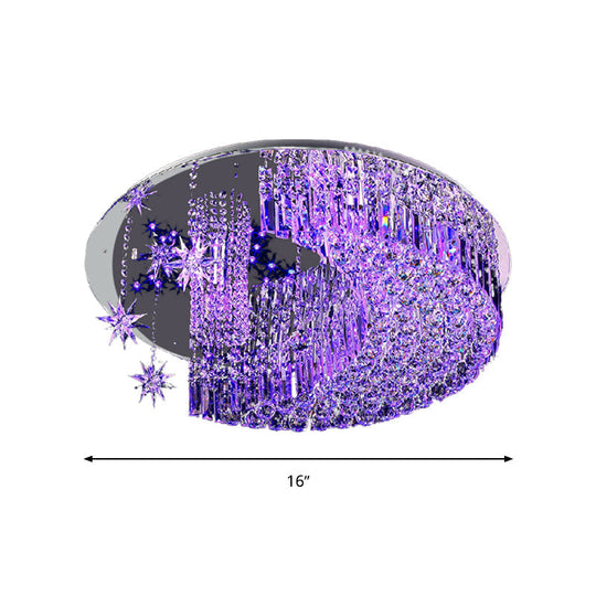 Modern Crystal Moon Flush Light: Stainless - Steel Ceiling Lamp 4/5/11 Bulbs 16’/19.5’/31.5’ Wide
