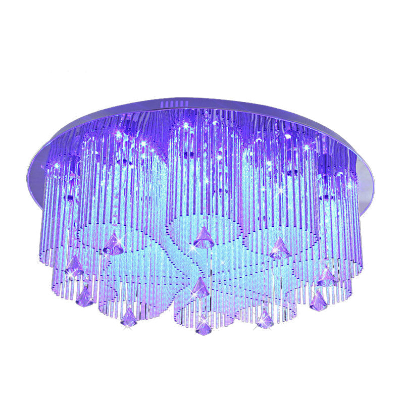 Modern Crystal Flushmount Ceiling Light Fixture With Stainless - Steel Mounting - 4/8/15 Heads