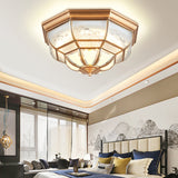 13/21 Led Bowl Ceiling Light: Colonial Brass Finish With Opal Glass Flush Fixture - Ideal For