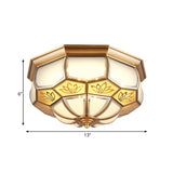 Dome Flush Mount Led Brass Ceiling Light Opal Glass Colonial Style - 13/21 Width