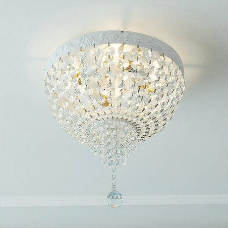 Minimalist Clear Crystal Beaded Flushmount Lighting - Wide 1-Light Ceiling Fixture For Living Room /