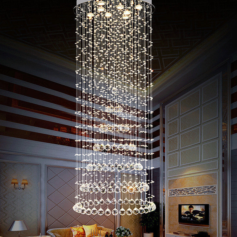 Minimalist Crystal Ball Flush Mount Lighting - 8 Lights In Nickel Finish