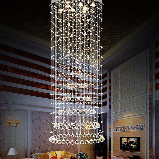 Minimalist Crystal Ball Flush Mount Lighting - 8 Lights In Nickel Finish