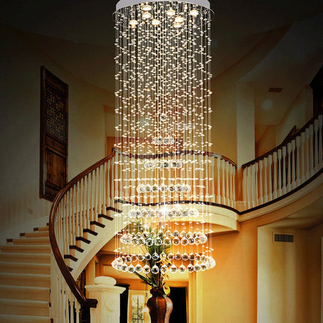 Minimalist Crystal Ball Flush Mount Lighting - 8 Lights In Nickel Finish