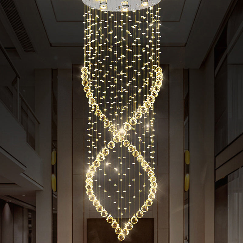 Modern Style 6-Light Nickel Flushmount Crystal Flush Ceiling Light For Corridor - Spiral Design