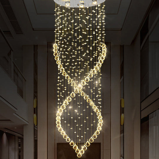 Modern Style 6-Light Nickel Flushmount Crystal Flush Ceiling Light For Corridor - Spiral Design