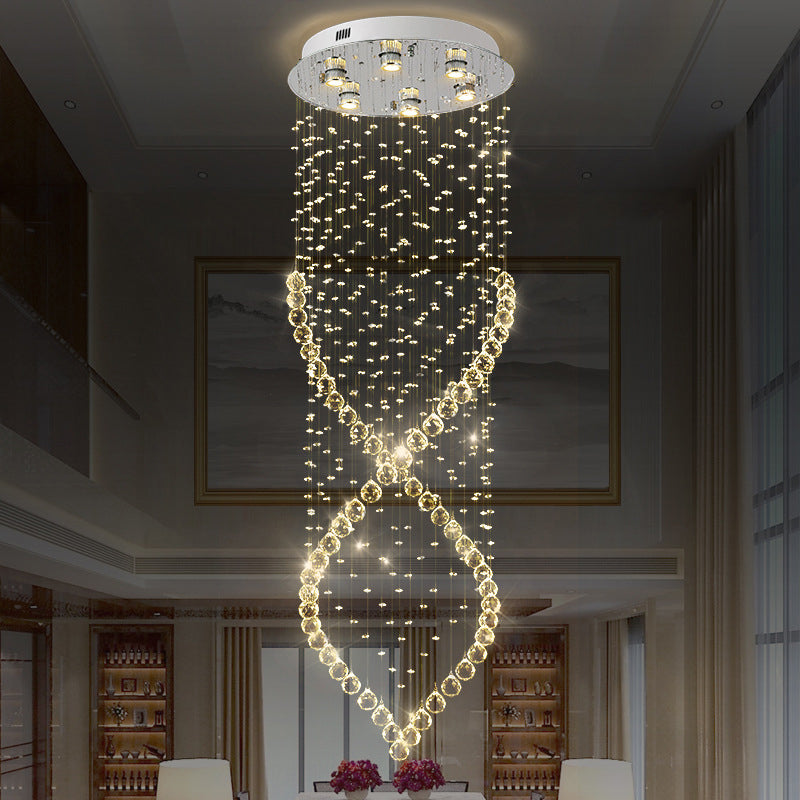 Modern Style 6 - Light Nickel Flushmount Crystal Flush Ceiling Light For Corridor - Spiral Design