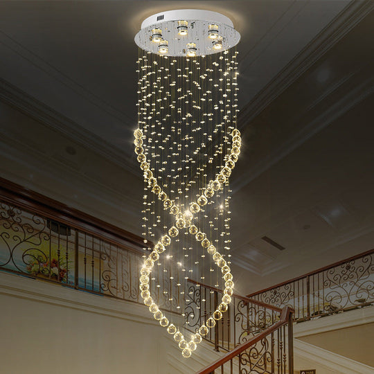 Modern Style 6 - Light Nickel Flushmount Crystal Flush Ceiling Light For Corridor - Spiral Design