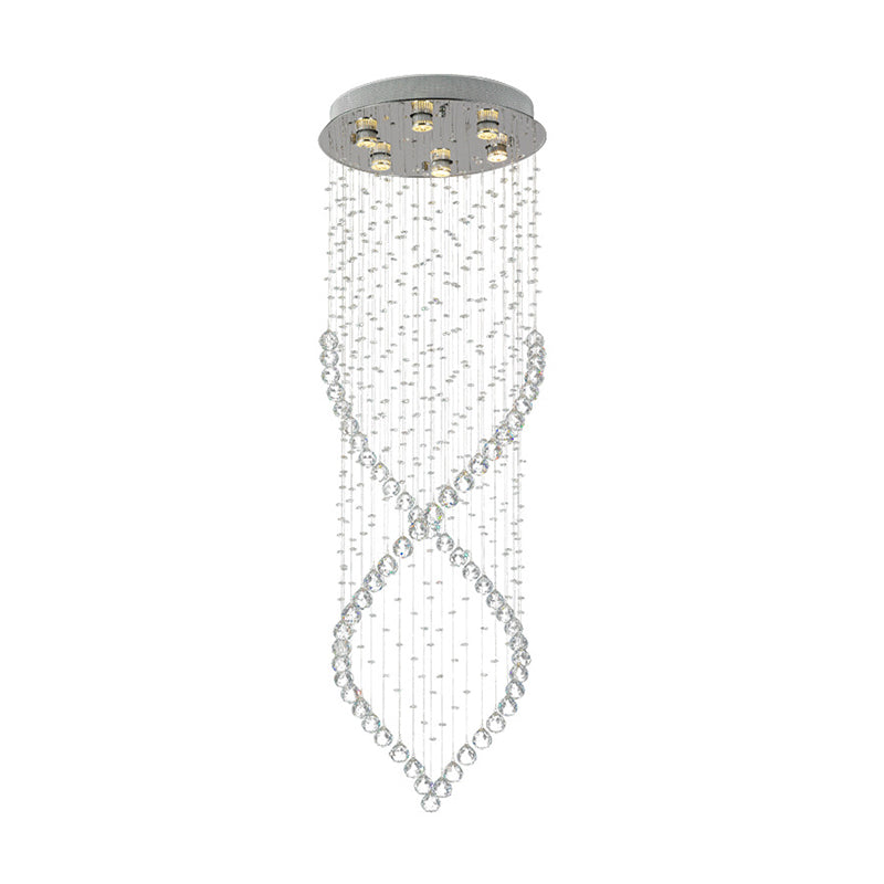 Modern Style 6 - Light Nickel Flushmount Crystal Flush Ceiling Light For Corridor - Spiral Design