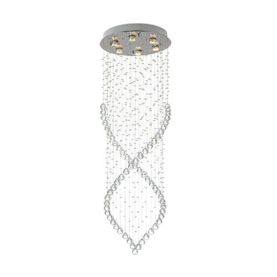 Modern Style 6-Light Nickel Flushmount Crystal Flush Ceiling Light For Corridor - Spiral Design