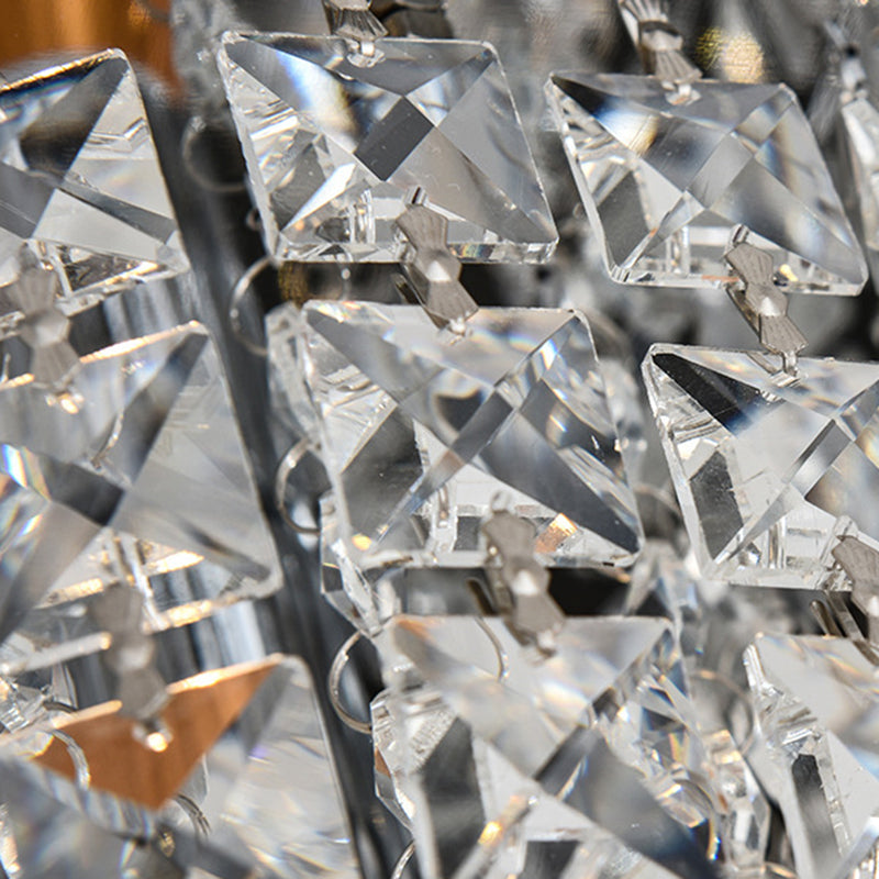 Contemporary Silver Round Crystal Flush Mount Ceiling Light - 1 - Light For Living Room