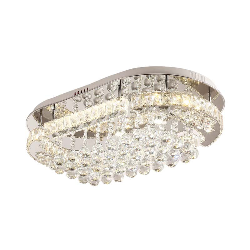 Minimalist Led Chrome Crystal Ball Flush Mount Light Fixture