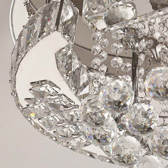 Minimalist Led Chrome Crystal Ball Flush Mount Light Fixture