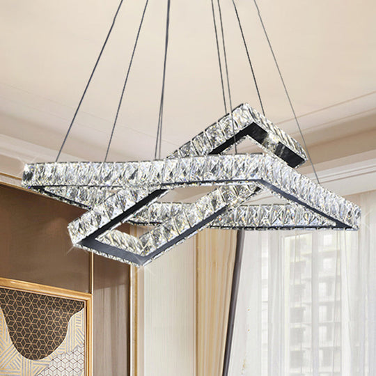 Minimalist Black Crystal Led Rectangle Chandelier For Dining Room Pendant Lighting