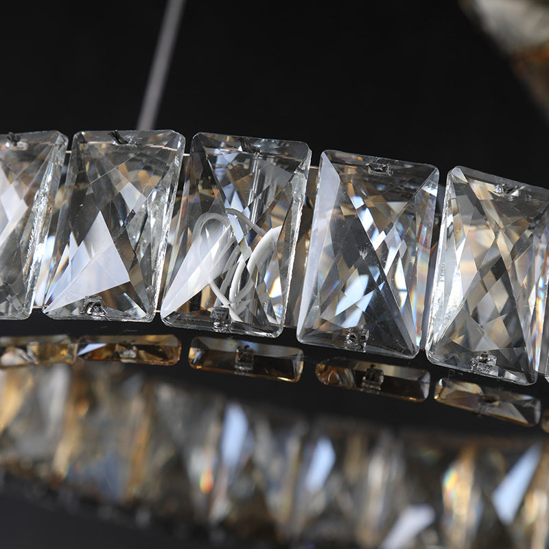 Modern Black Led Ring Chandelier With Crystal Accents For Living Room