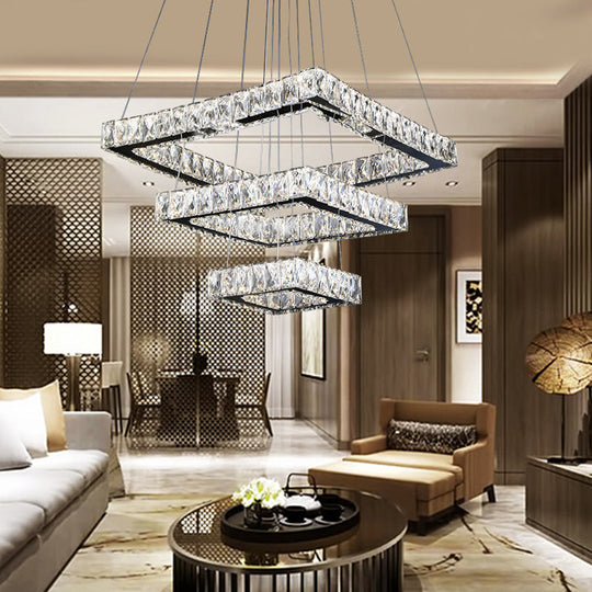 Minimalist Led Black Crystal Ceiling Chandelier Pendant Light Fixture
