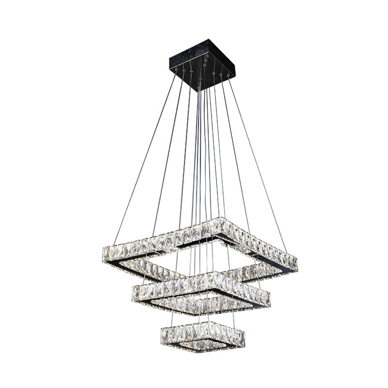 Minimalist Led Black Crystal Ceiling Chandelier Pendant Light Fixture