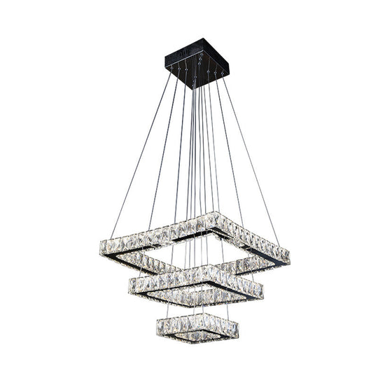 Minimalist Led Black Crystal Ceiling Chandelier Pendant Light Fixture