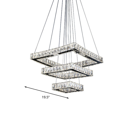 Minimalist Led Black Crystal Ceiling Chandelier Pendant Light Fixture