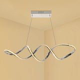 Modern Crystal Led Chandelier: Twist Hanging Pendant Lighting For Dining Room In Chrome Warm/White
