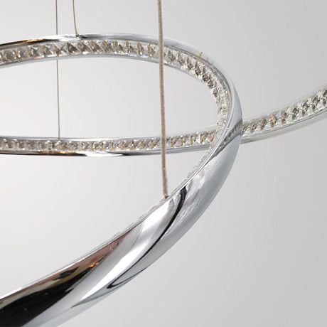 Modern Crystal Led Ring Chandelier In Chrome: Minimalist Pendant Lamp With Warm/White Light For