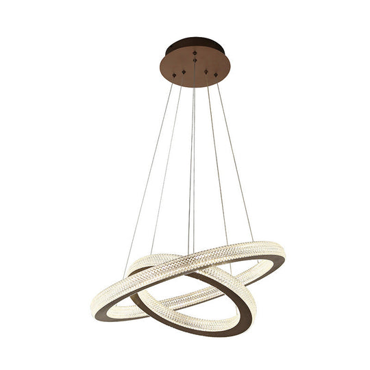 Minimalist Led Crystal Cross Chandelier - Warm/White Coffee Hanging Light Kit +