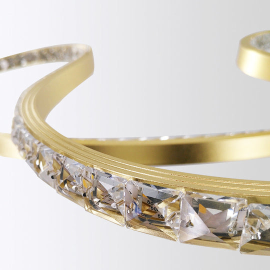 Minimalist Gold Twist Crystal Chandelier Pendant Light - Led Ceiling Lighting For Dining Room In