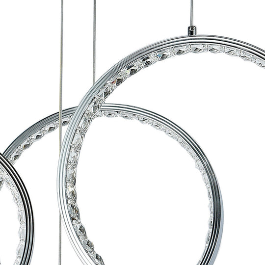 Minimalist Circle Crystal Pendant Light With 9 Warm Lights