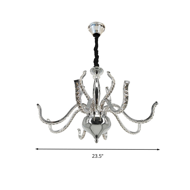 Minimalist Crystal Led Chandelier In Chrome | Warm/White Lighting