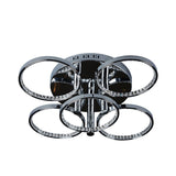Minimalist Silver Circle Crystal Led Semi Flush Mount Light For Living Room - Warm/White Glow