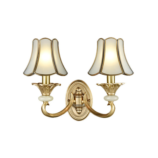 Brass Flared Sconce Light Fixture - Traditional Wall Mount Lamp For Living Room