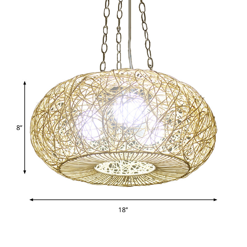 Modern Rattan Lantern Pendant Light For Living Room - Wood Ceiling Lamp