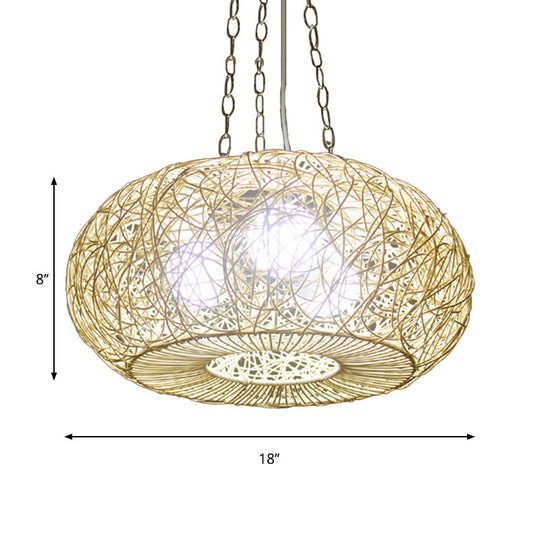 Modern Rattan Lantern Pendant Light For Living Room - Wood Ceiling Lamp