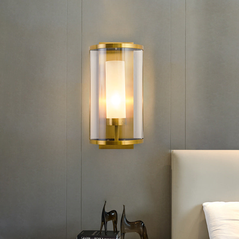 Contemporary Gold Wall Sconce With Clear Glass Shade